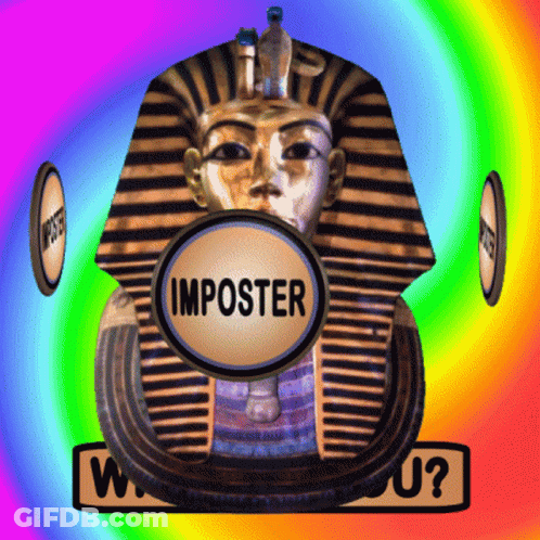 Pharaoh Statue With Imposter Sign GIF