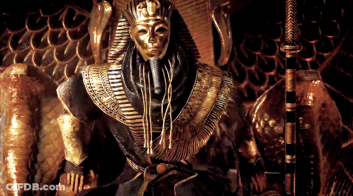 Pharaoh Statue With Mask And Crown GIF