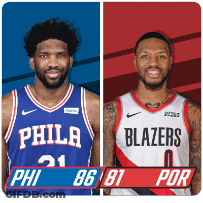 Philadelphia 76Ers And Portland Blazers Players GIF