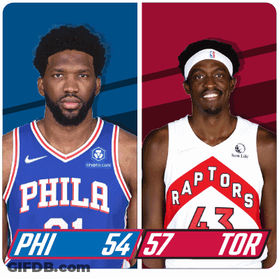 Philadelphia 76Ers And Toronto Raptors Players GIF