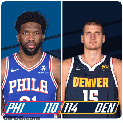 Philadelphia And Denver Basketball Players Standing Together GIF