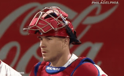 Philadelphia Baseball Player In Helmet And Vest GIF