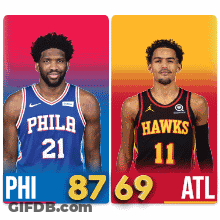 Philadelphia Basketball Player And Hawks Basketball Player GIF