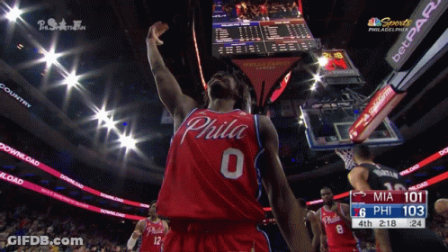 Philadelphia Basketball Player Celebrates Basket GIF