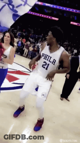 Philadelphia Basketball Player Dancing On Court GIF