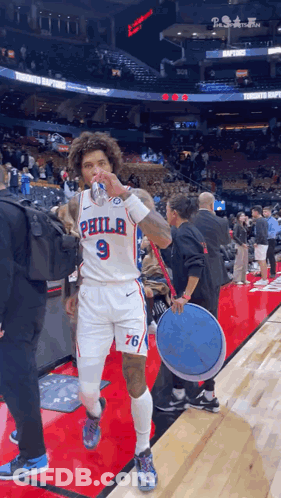 Philadelphia Basketball Player Drinking GIF