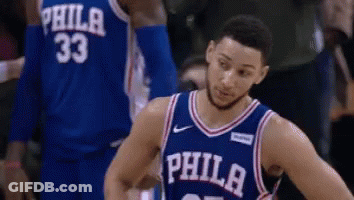 Philadelphia Basketball Player In Blue Jersey GIF