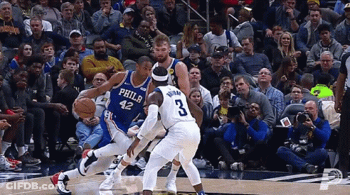 Philadelphia Basketball Player Number 42 Dribbling Ball GIF