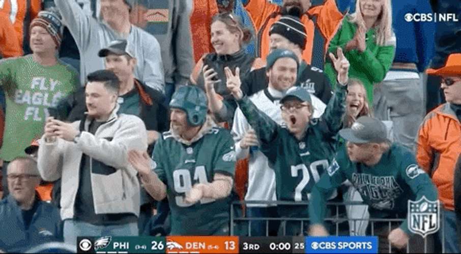 Philadelphia Eagles Fan Wildly Cheering GIF