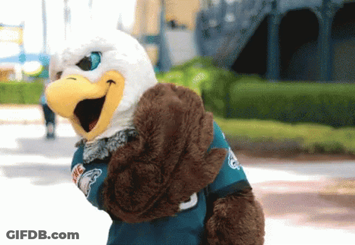 Philadelphia Eagles Mascot Dusting Off Shoulders GIF