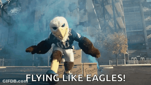 Philadelphia Eagles Mascot Flying Like Eagle GIF