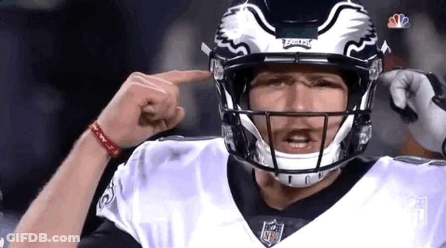 Philadelphia Eagles Nick Foles Tapping His Helmet GIF