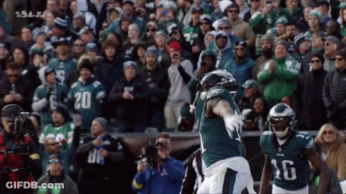 Philadelphia Eagles Player 16 Celebrating With Teammate GIF