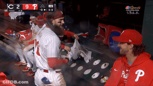 Philadelphia Phillies In Dugout GIF