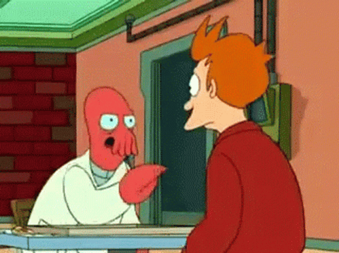 Philip J. Fry Afraid Of Zoidberg GIF