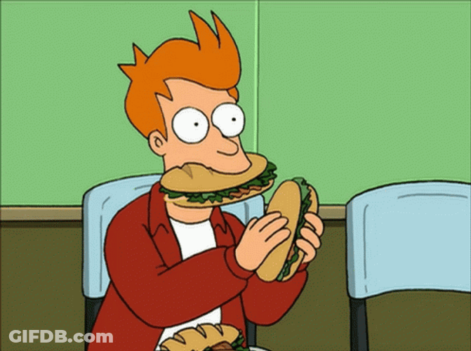 Philip J. Fry Eating Burger GIF