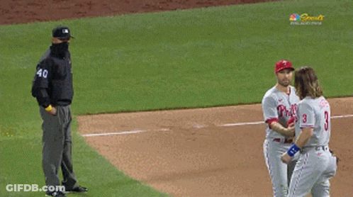 Phillies Baseball Player Talking To Referee GIF