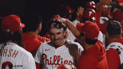 Phillies Baseball Players Including Marsh #16 GIF