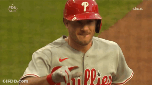 Phillies Player In Red Helmet Pointing GIF