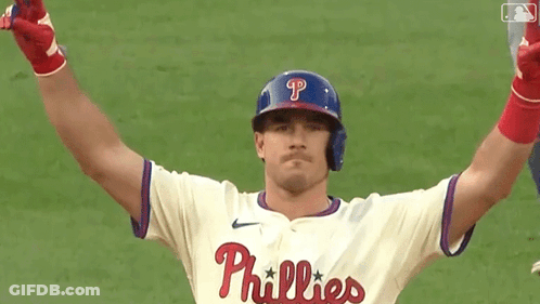 Phillies Player With Arms In Air GIF