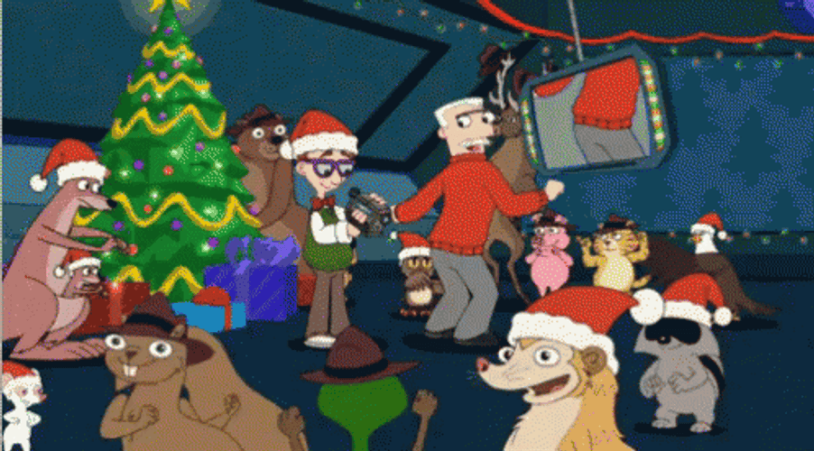 Phineas And Ferb Agent Having Christmas Party GIF