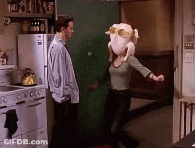 Phoebe Running With Chicken Face GIF