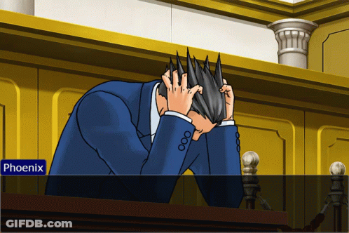Phoenix Is A Character In A Video Game With His Head Down GIF