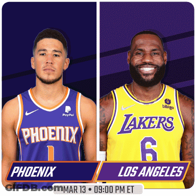 Phoenix Suns Vs Lakers Basketball Game Flyer GIF