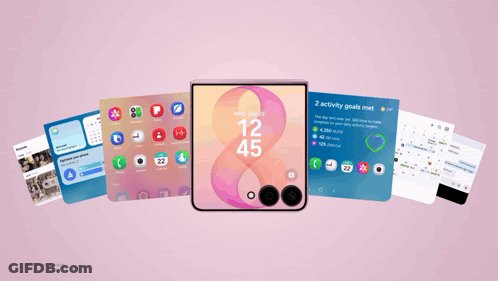 Phone Displaying 12:45 On Pink Background GIF