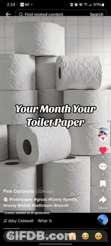 Phone Screen With Toilet Paper Rolls Your Month Your Toilet Paper GIF