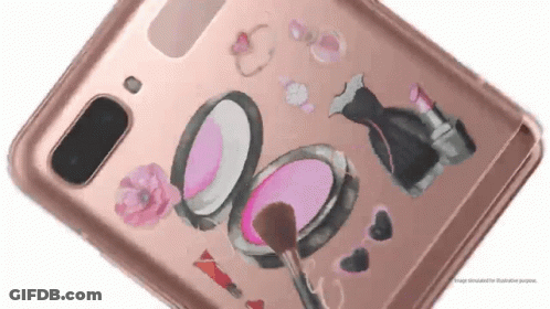 Phone With Makeup Picture On Back GIF