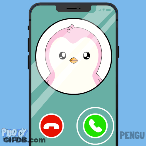 Phone With Pink Penguin And Pudgy Penguins GIF