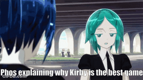 Phos Explaining Why Kirby Is The Best Game With A Picture Of Two Anime Characters GIF