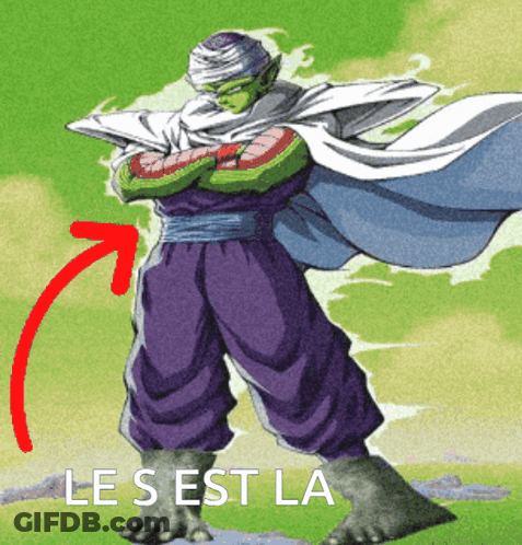Piccolo Dragon Ball Z With Red Arrow Pointing Left GIF