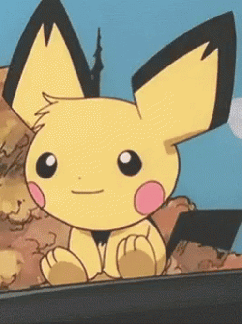 Pichu Sitting On Top Of A Vehicle GIF