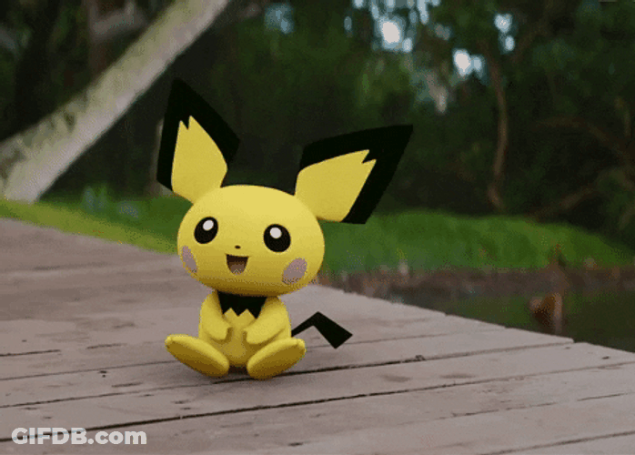 Pichu Sitting On Wooden Bridge GIF