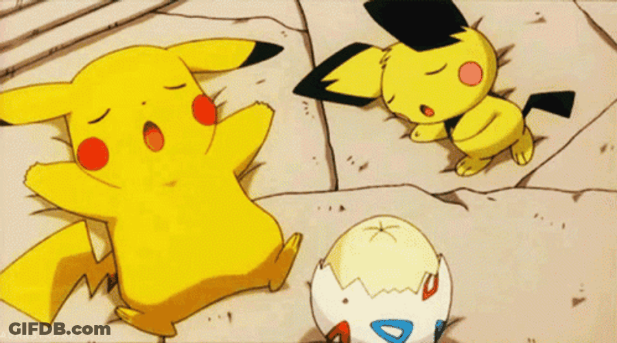 Pichu Sleeping Beside Pikachu And Togepi GIF