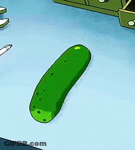 Pickle And Screwdriver On Blue Surface GIF