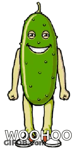 Pickle Cartoon Saying Woohoo GIF