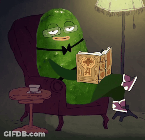 Pickle Reading Book With Letter A GIF