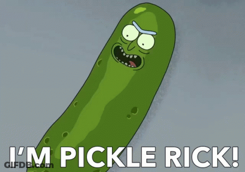 Pickle Rick From Rick And Morty Says " I 'M Pickle Rick " GIF