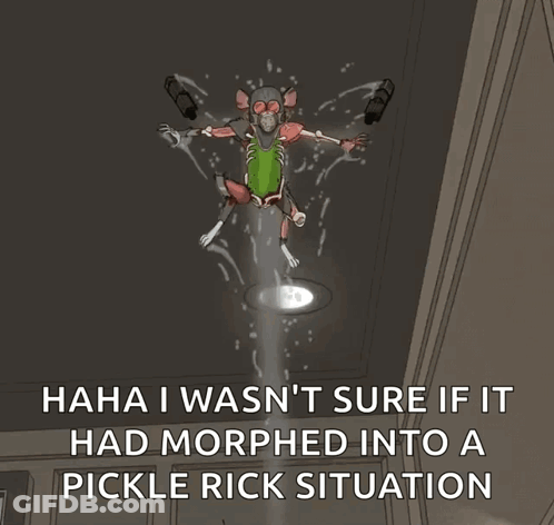 Pickle Rick Jumping Out Of Toilet GIF