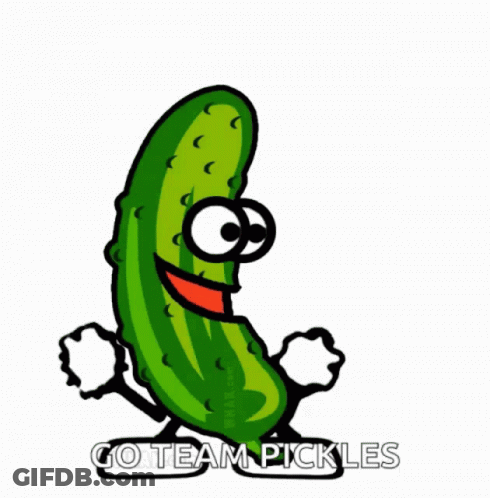 Pickle With Arms And Legs Saying Go Team Pickles GIF