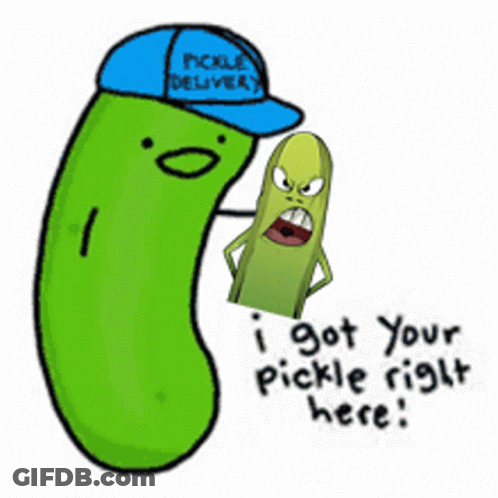 Pickle With Blue Hat Saying Pickle Delivery GIF