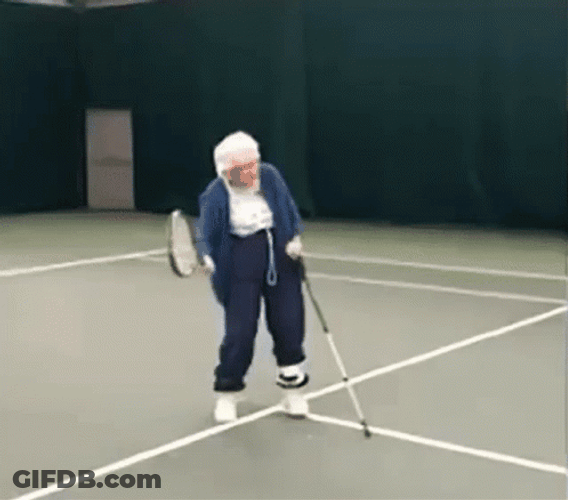 Pickleball Granny Hitting Ball GIF