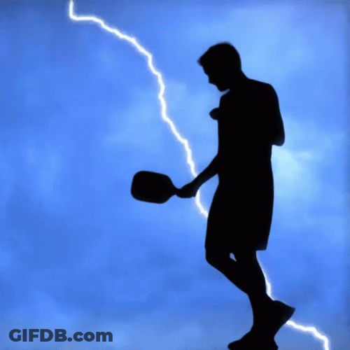 Pickleball Player Silhouette Lightning Strike GIF