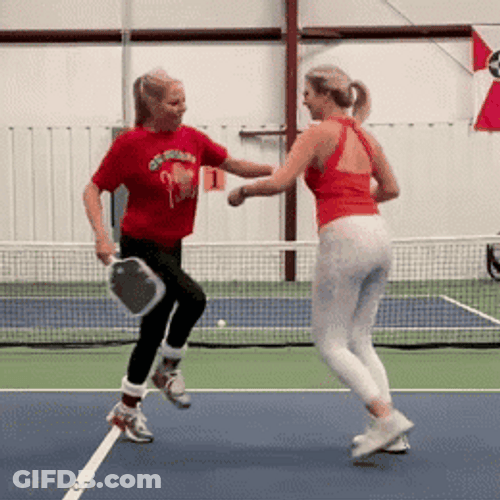 Pickleball Players Happy Chain Dance GIF