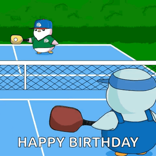 Pickleball Pudgy Penguins Game Happy Birthday GIF