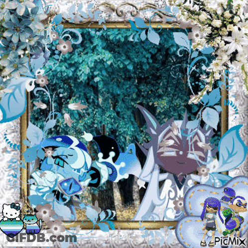 Picture Frame With Tree And Flowers And Picmix GIF