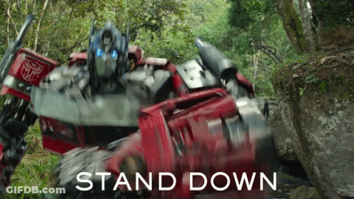 Picture Of Robot That Says Stand Down GIF